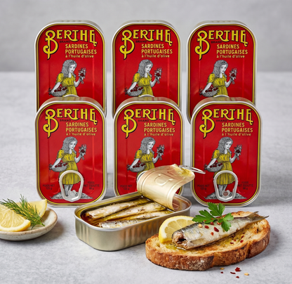 Berthe Premium-Sardinen aus Portugal im 6er-Pack – Traditioneller Genuss in bestem Olivenöl
