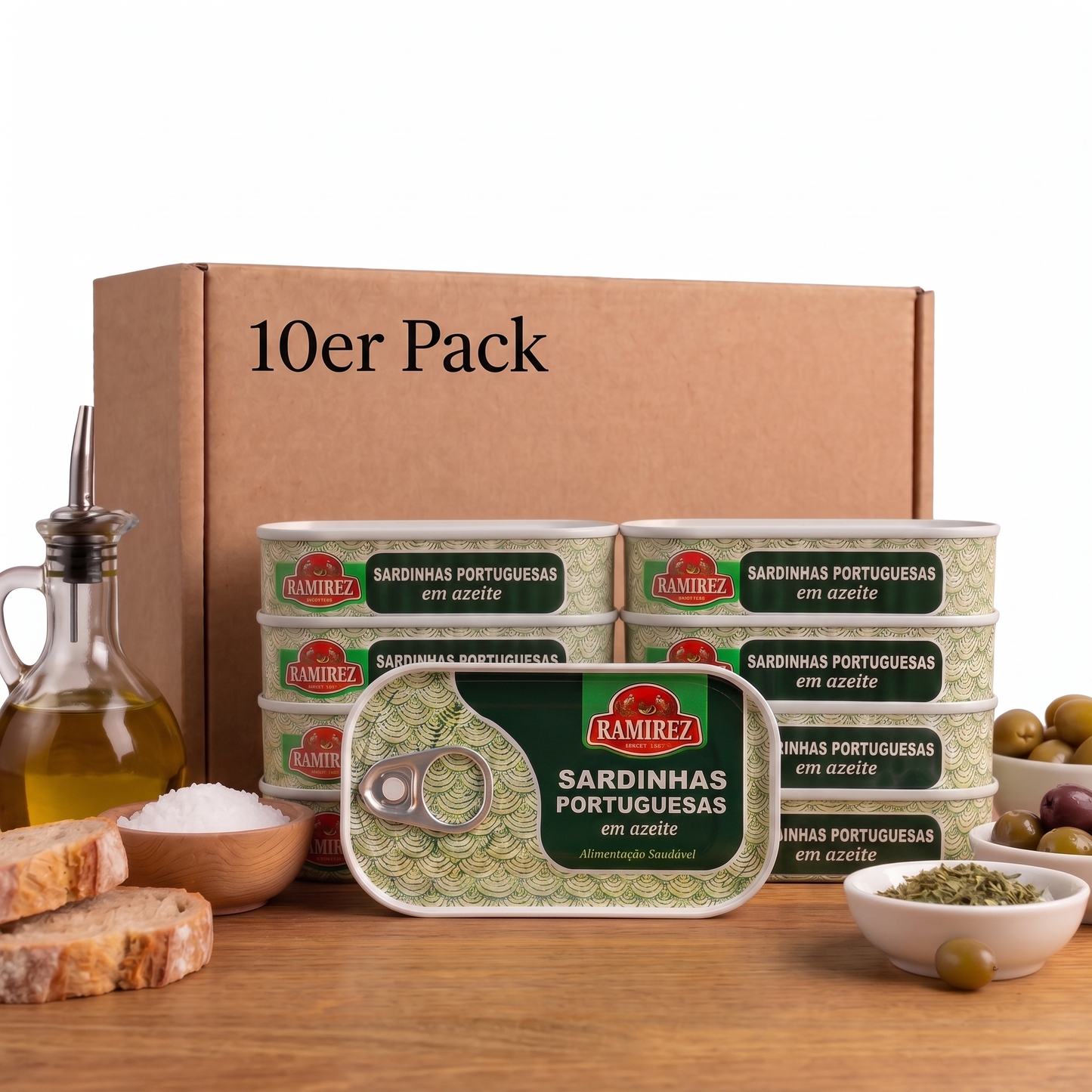 Portugiesische Premium-Sardinen in Olivenöl (10er-Pack - 10 x 125g)